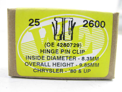 (25) We 2600 Hinge Pin Clip - 8.3MM ID, 9.85MM Height - Replaces OE # 4280729