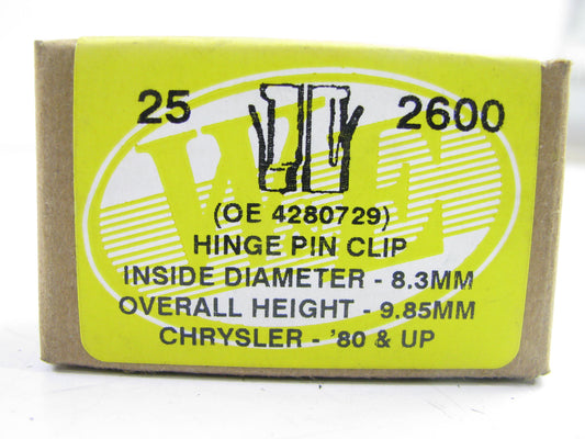 (25) We 2600 Hinge Pin Clip - 8.3MM ID, 9.85MM Height - Replaces OE # 4280729