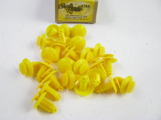 (25) WE 2785 DOOR TRIM PANEL CLIP FORD 8mm Hole Yellow