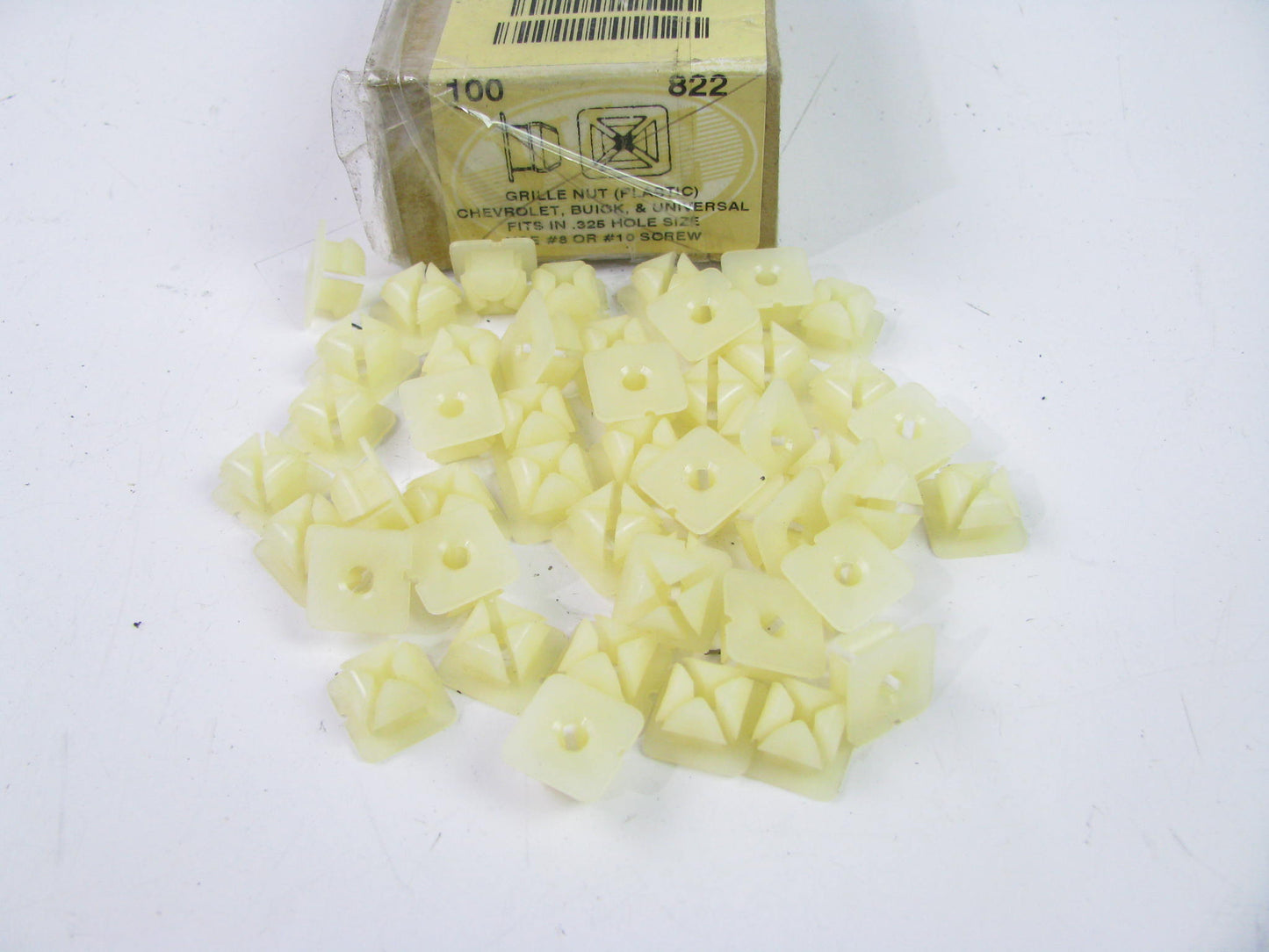 45 PCS - GRILLE NUT (PLASTIC) CHEVY, BUICK .325'' Hole Size, For #8 Or # 10 Screw