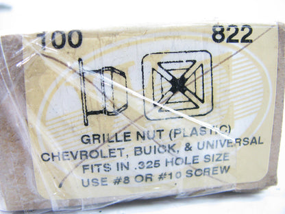 45 PCS - GRILLE NUT (PLASTIC) CHEVY, BUICK .325'' Hole Size, For #8 Or # 10 Screw