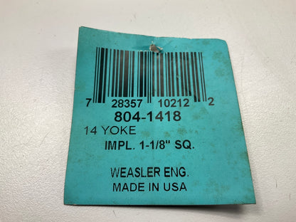 Weasler 804-1418  14-series PTO Yoke W/ 1-1/8 Square Bore & Setscrew Connection