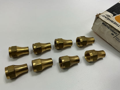 (8) Weatherhead 41X4 Brass Fittings SAE 45° Flare Long Nut For 1/4 Inch Tube