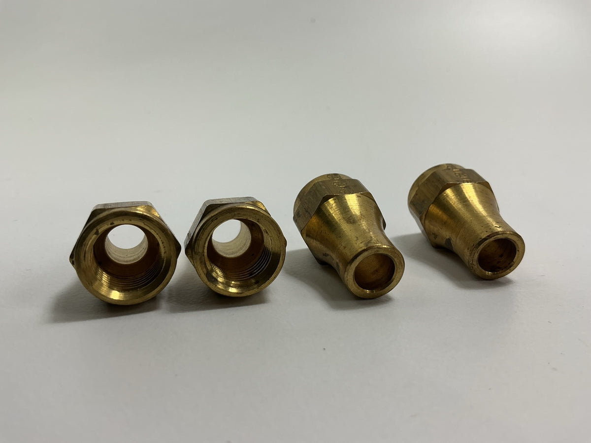 (8) Weatherhead 41X4 Brass Fittings SAE 45° Flare Long Nut For 1/4 Inch Tube