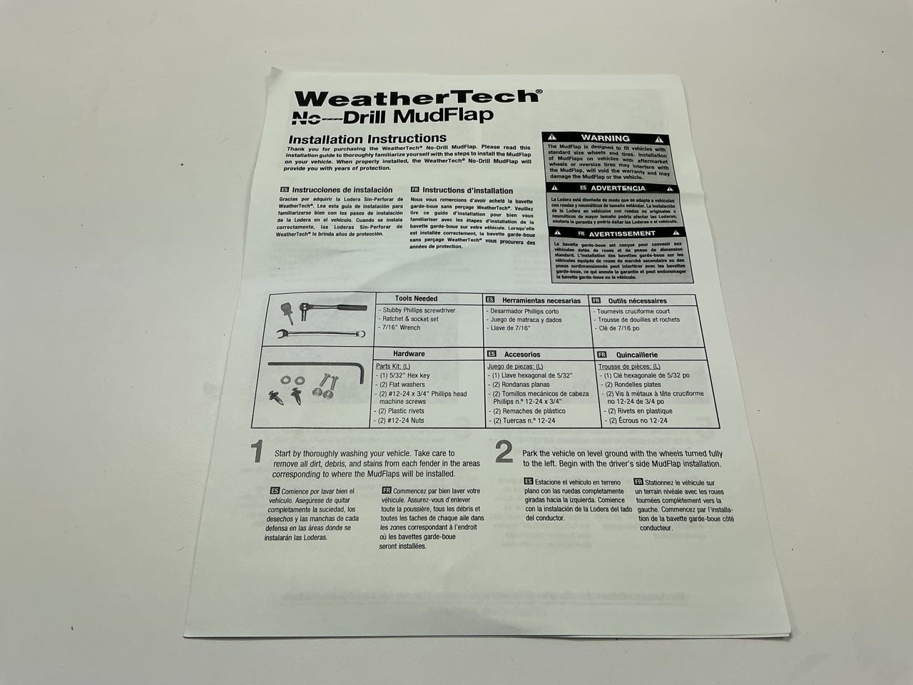 DIRECT FIT 110001 Front Splash Guards / Mud Flaps - NO DRILL INSTALL