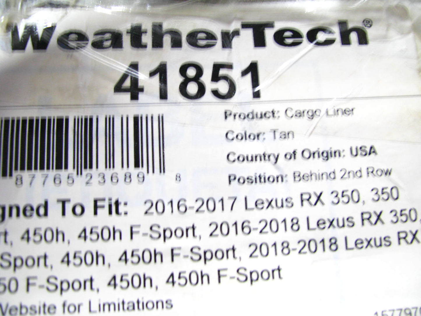 DIRECT FIT - 41851 Tan Cargo Liner Rubber Mat For 2016-2022 RX350, RX450 HYBRID