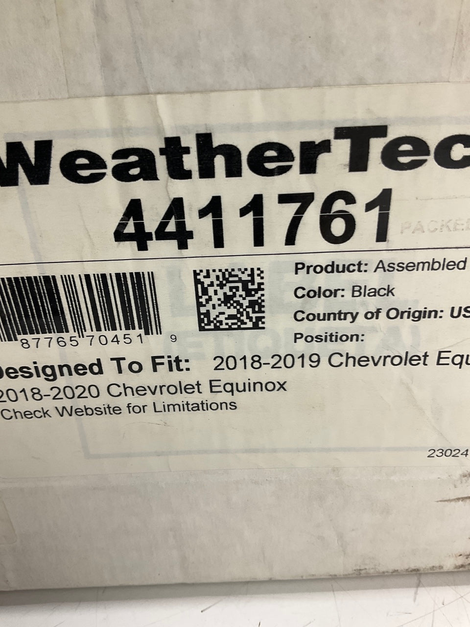 DIRECT FIT - 4411761 FloorLiner Floor Mat For 2018-2024 Chevrolet Equinox BLACK