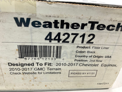 DIRECT FIT - 442712 Rear 2nd Row Floor Liner Rubber Mat 2010-17 Equinox, Terrain