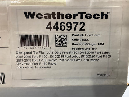 DIRECT FIT - 446972  2nd Row Rear Rubber Floor Liner Mat Black - 2015-2024 F-150