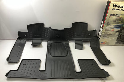 DIRECT FIT - 449423 Rear Second & Third Row Rubber Floor Liner Mat - BLACK