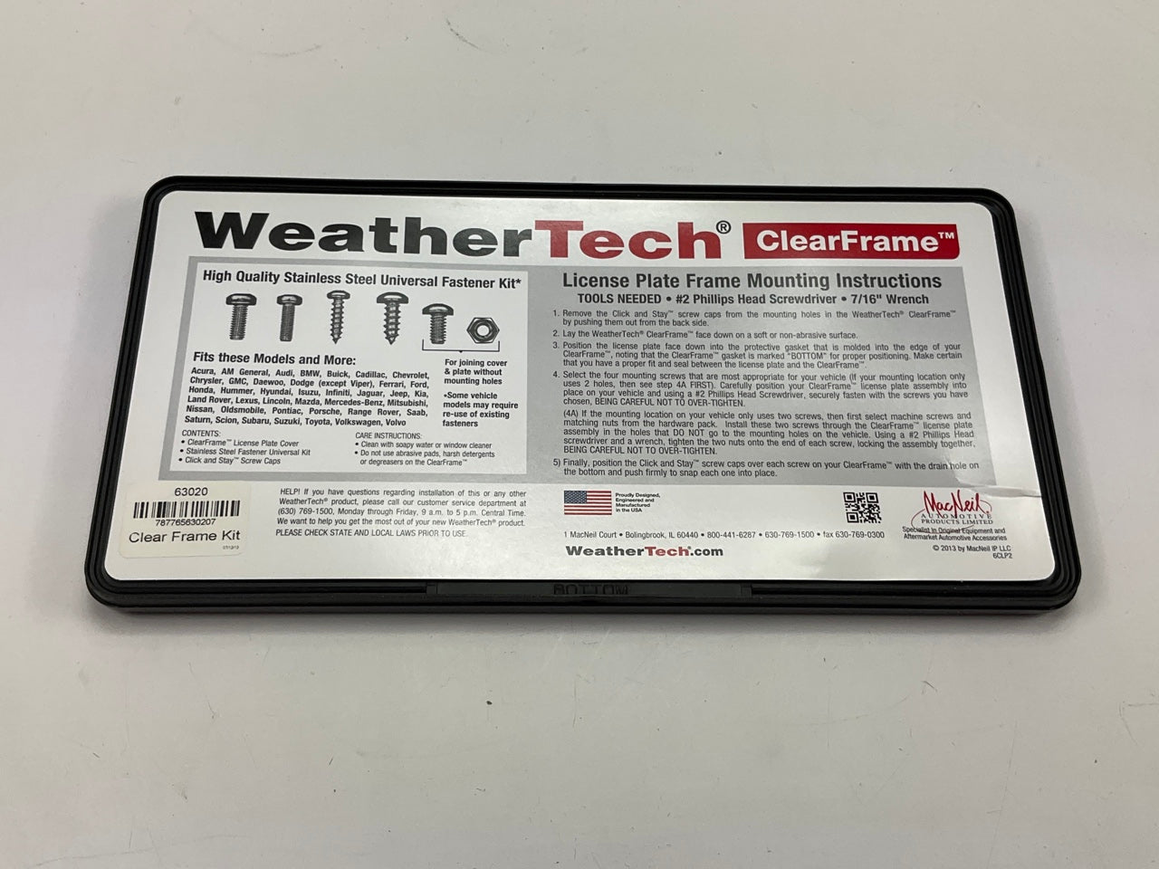63020 ClearFrame License Plate Frame, Comes With Stainless Steel Hardware
