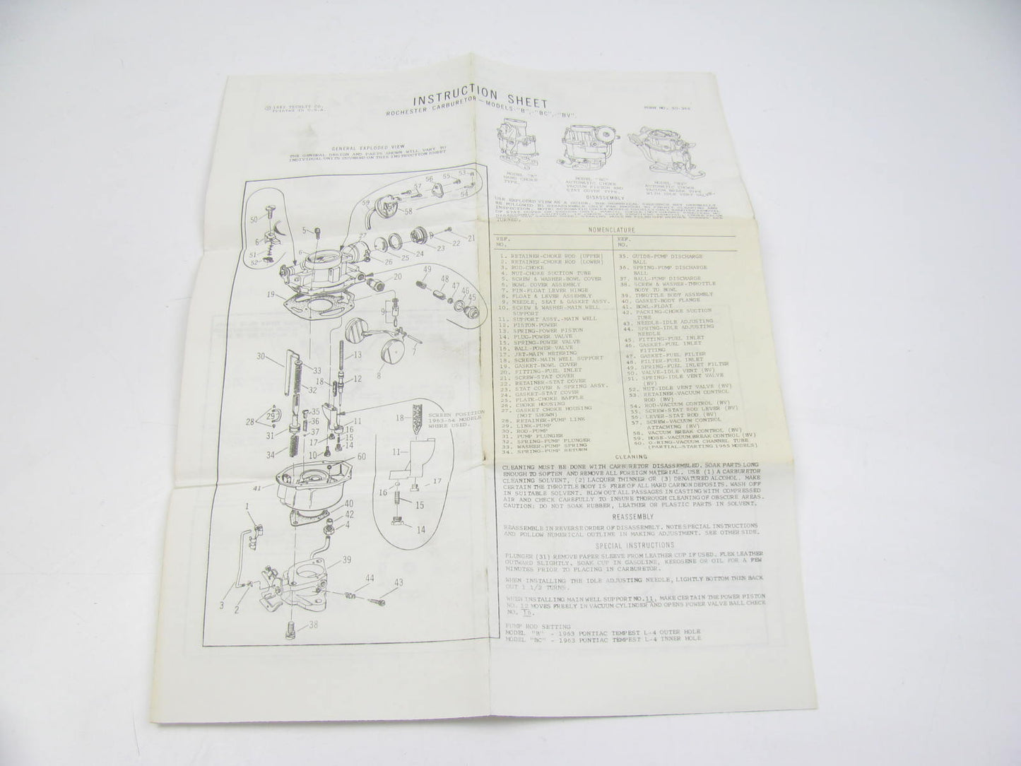 Wells CK173B Carburetor Rebuild Kit - 1961-68 Pontiac Rochester 1-BBL B, BC, BV