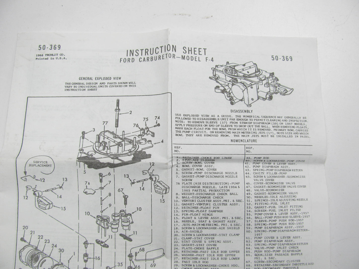 Wells CK201 Carburetor Rebuild Kit For 1968-1969 Ford Autolite 4-BBL