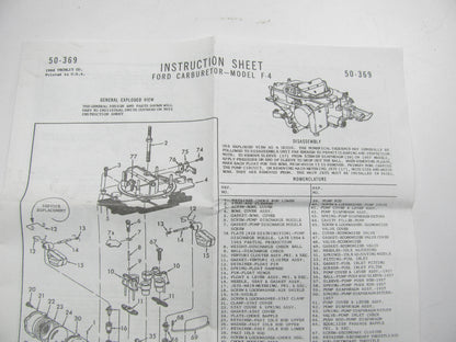 Wells CK201 Carburetor Rebuild Kit For 1968-1969 Ford Autolite 4-BBL