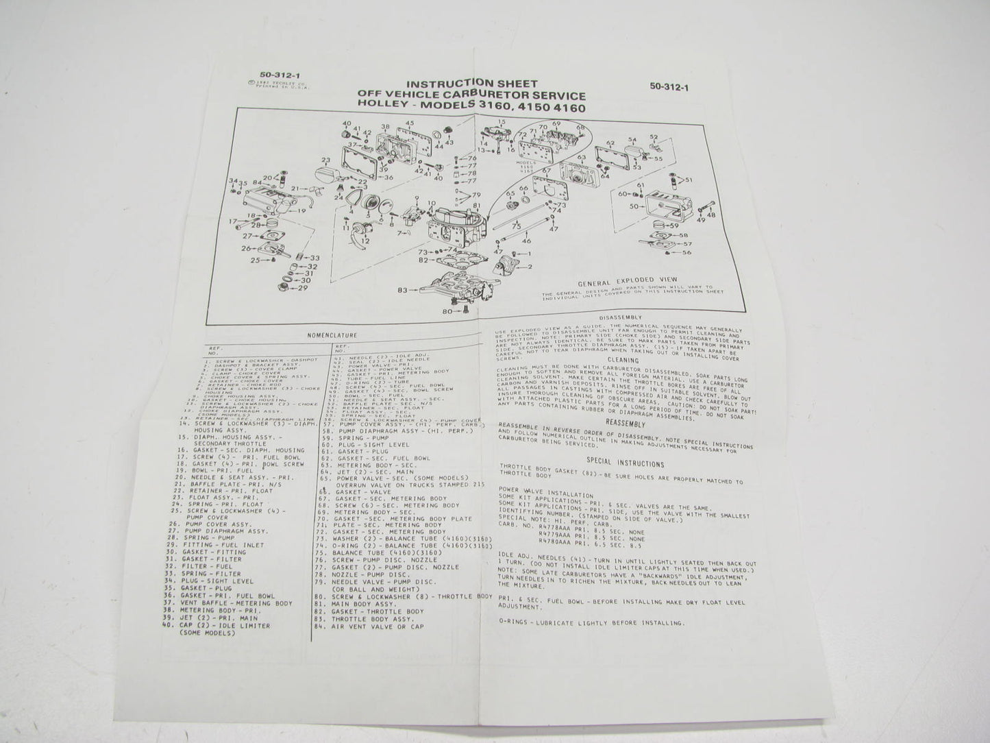 Wells CK358B Carburetor Repair Kit - Holley  3160, 4150, 4160 4-BBL