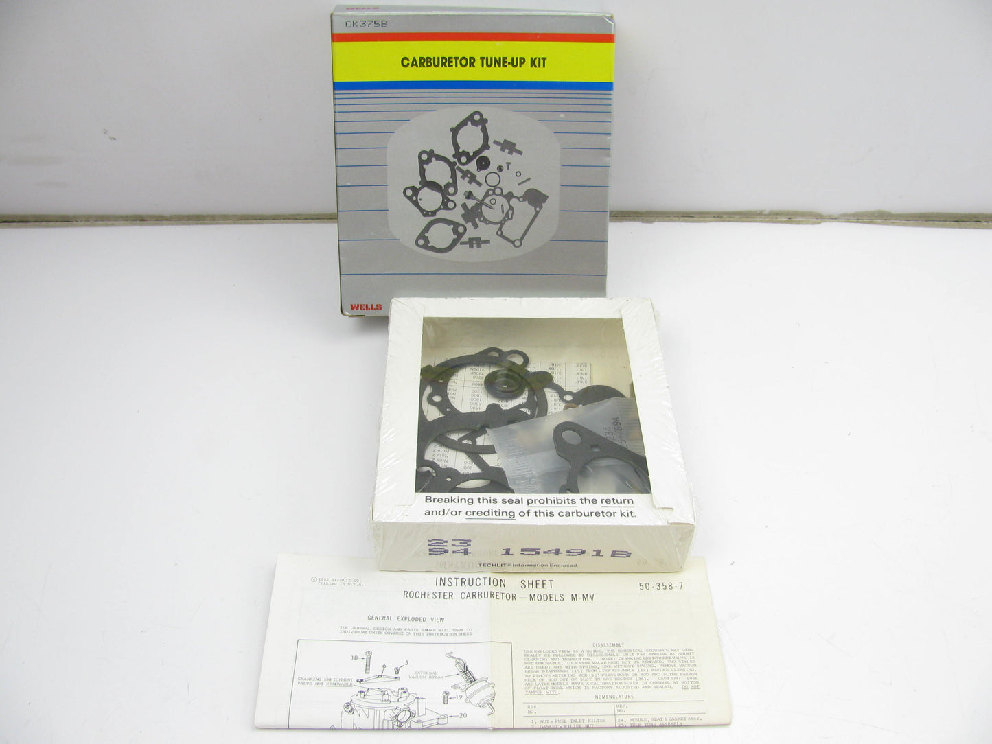 Wells CK375B Carburetor Rebuild Kit - Rochester 1-BBL M-MV Mono-jet
