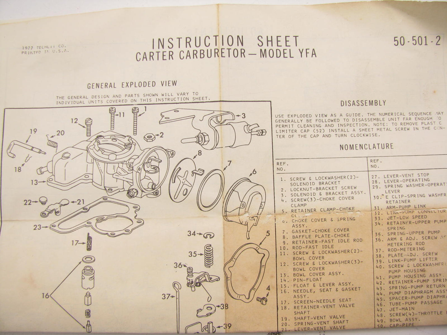 Wells CK464 Carburetor Rebuild Kit for 1975-1977 Ford Carter Model YFA