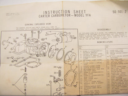 Wells CK464 Carburetor Rebuild Kit for 1975-1977 Ford Carter Model YFA