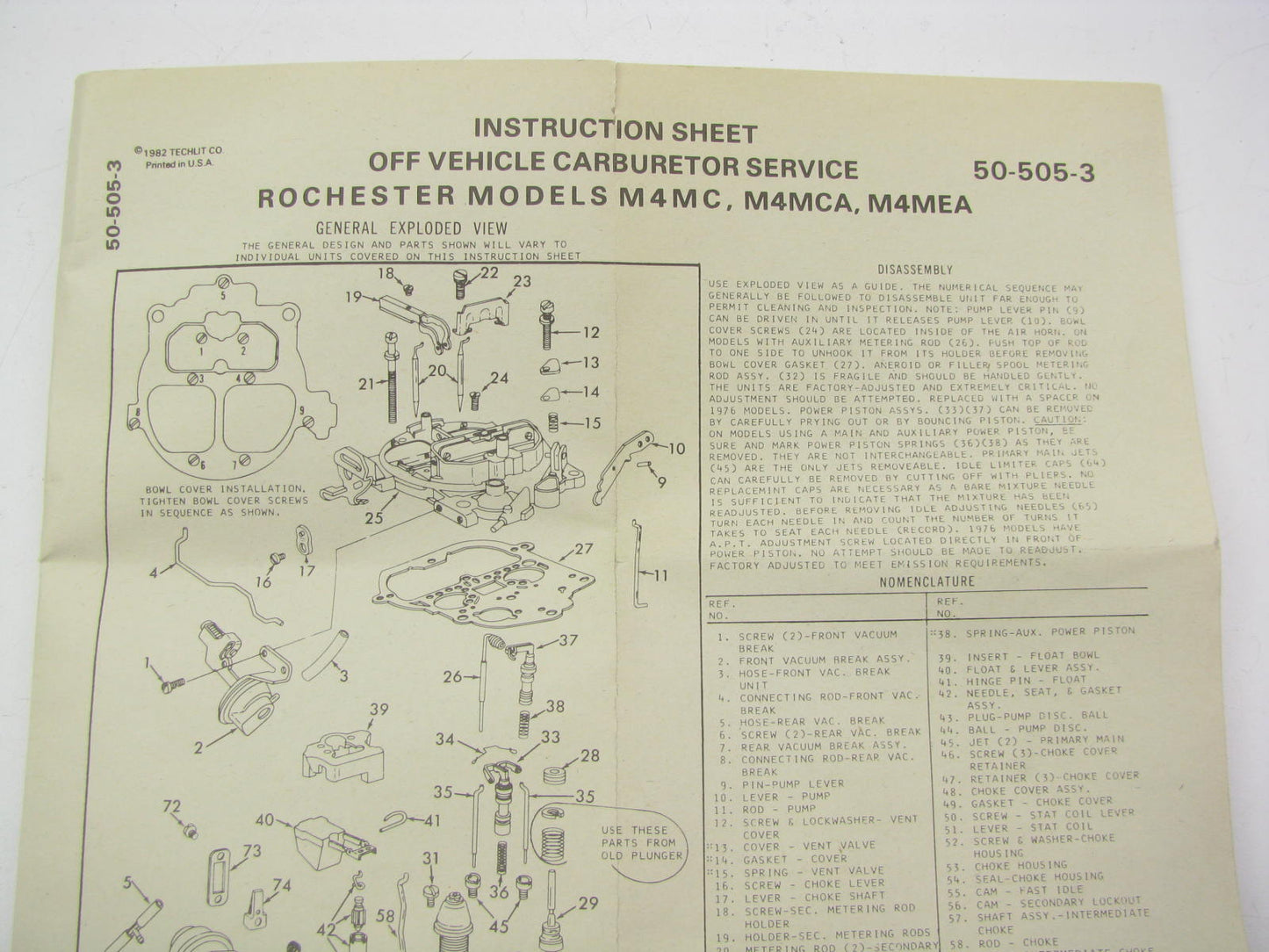 Wells CK467B Carburetor Rebuild Kit - Rochester M4MC, M4MCA, M4MEA Quadrajet