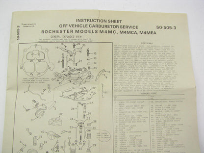 Wells CK467B Carburetor Rebuild Kit - Rochester M4MC, M4MCA, M4MEA Quadrajet