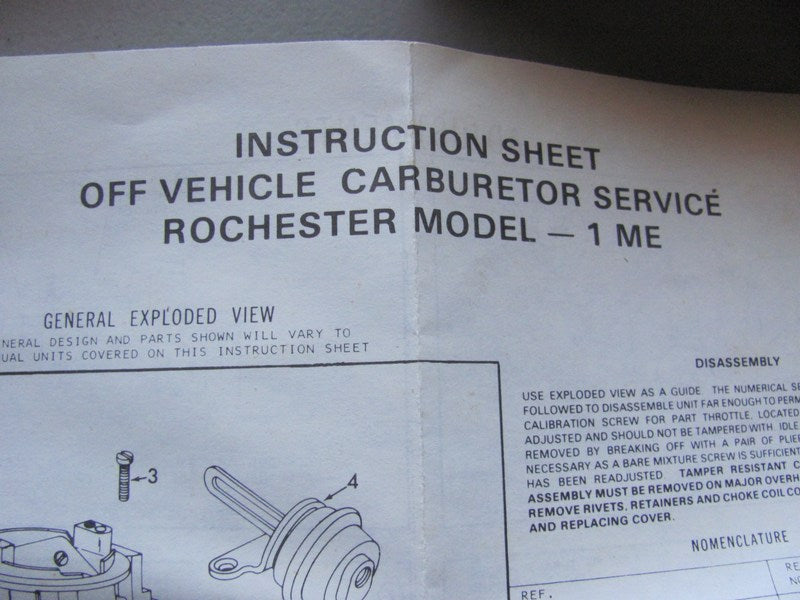 Wells CK499A Carburetor Rebuild Kit - Rochester 1ME 1-BBL Monojet