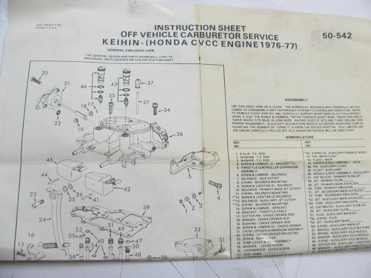 Carburetor Repair Kit Wells CK541 For 1976 Honda Keihin 3-BBL
