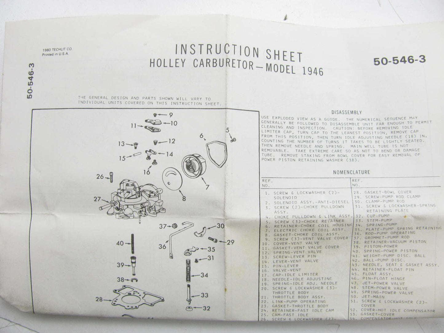 Wells CK544A Carburetor Rebuild Kit 1975-1976 AMC For Holley 1-BBL 1946
