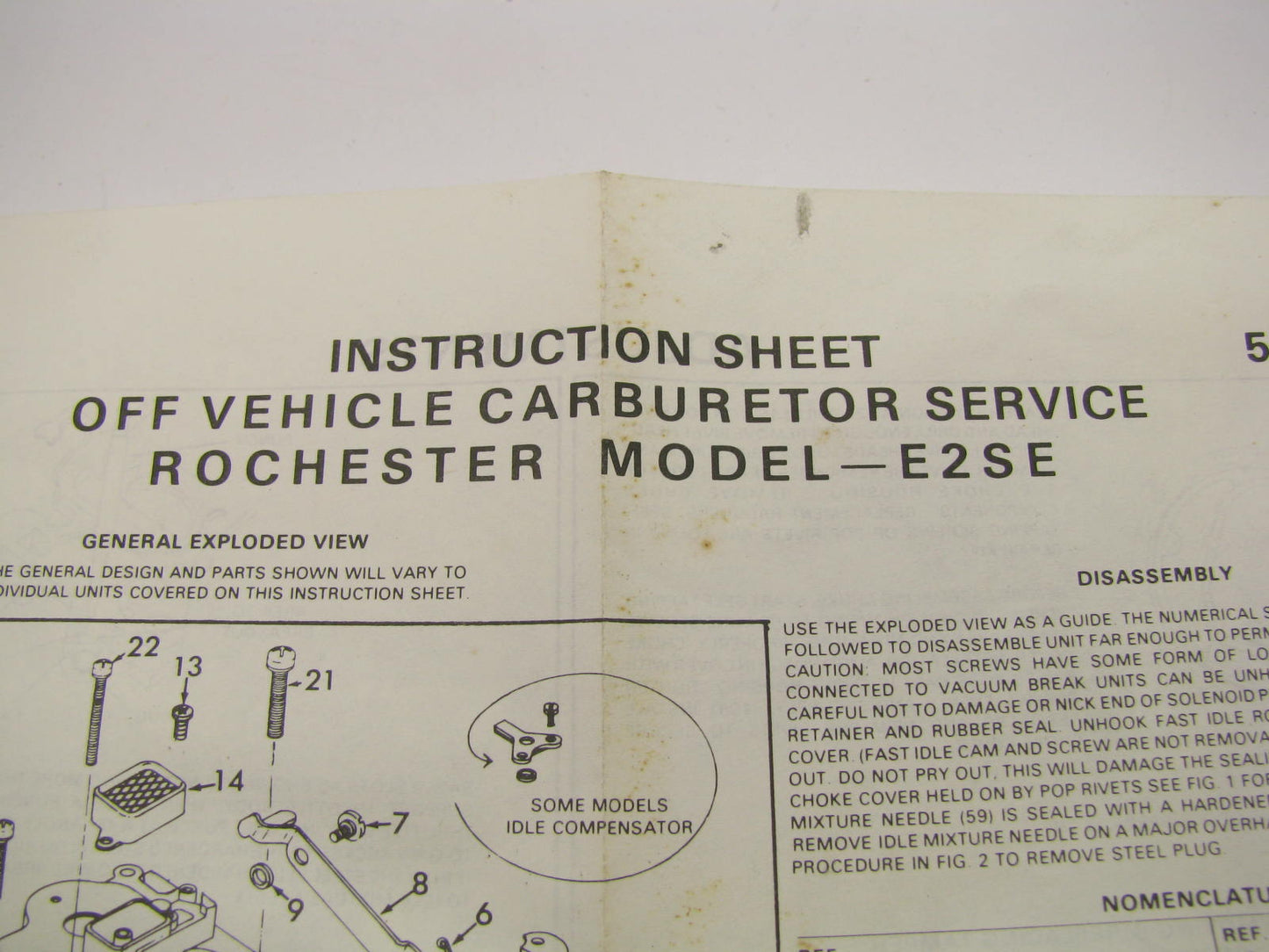 Wells CK642A Carburetor Rebuild Kit - Rochester E2SE