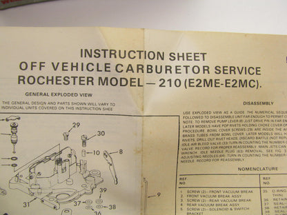 Wells CK679C Carburetor Rebuild Kit - Rochester 2-BBL E2ME E2MC