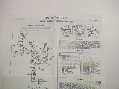 Wells CK973 Carburetor Rebuild Kit - Marvel Schebler 1-BBL TSX Ford Tractor