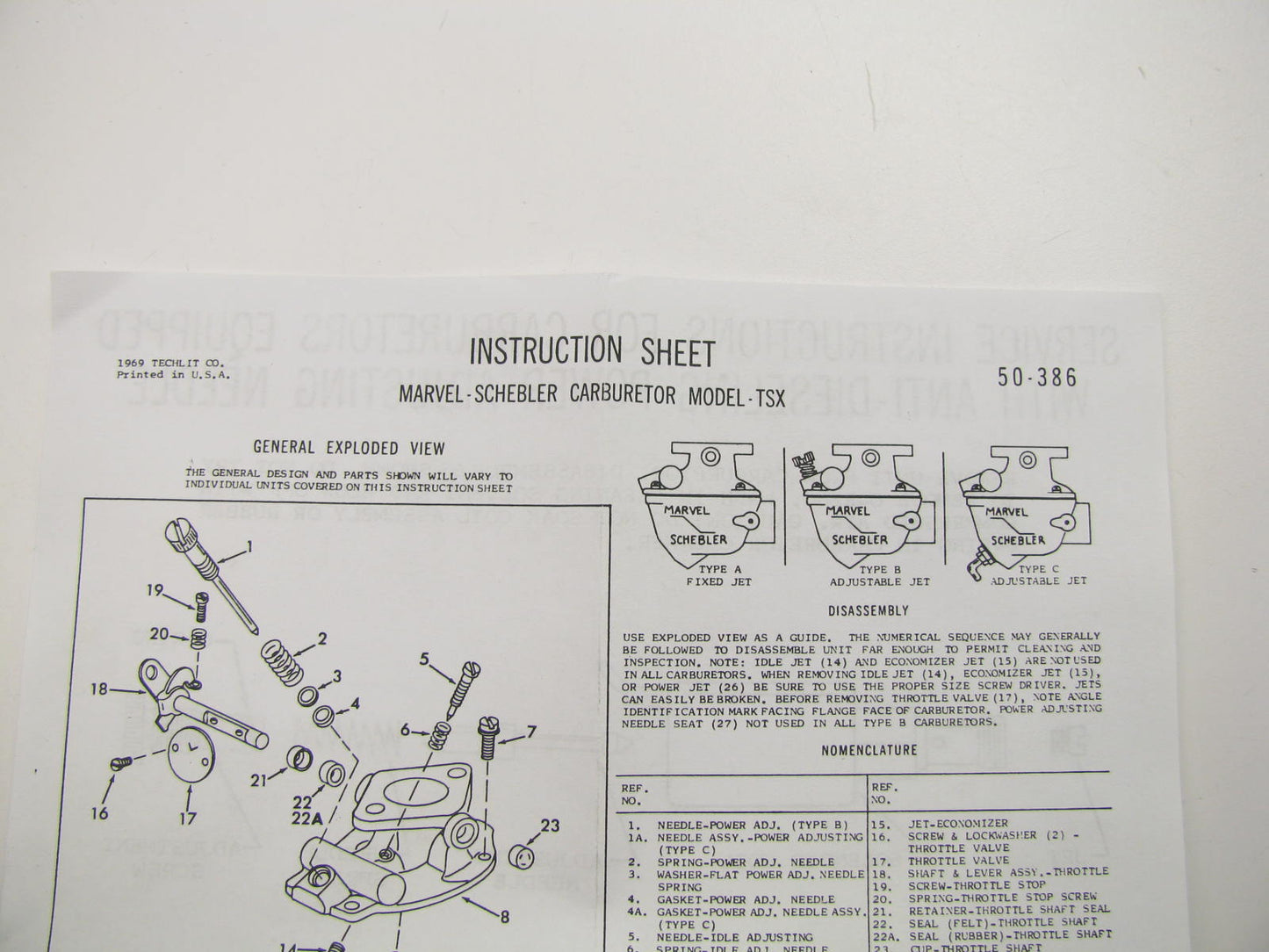 Wells CK978 Carburetor Rebuild Kit 91 Ford 8N Tractor Marvel Schebler 1BBL TSX