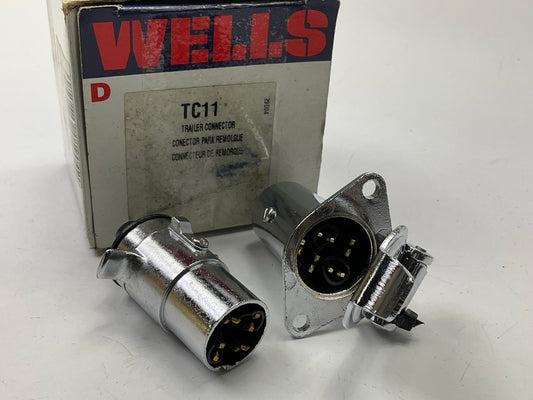 Wells TC11 Chrome Trailer Connector, 1-4 Pole, Male & Female