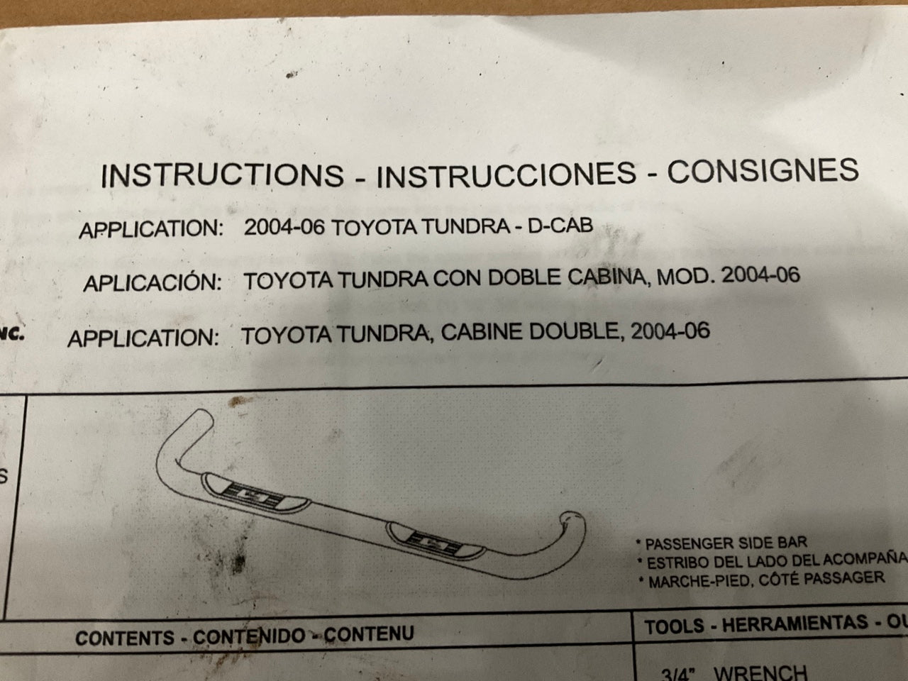MISSING HARDWARE - Westin 23-2400 3'' Side Step Nerf Bars 04-06 Tundra DOUBLE CAB