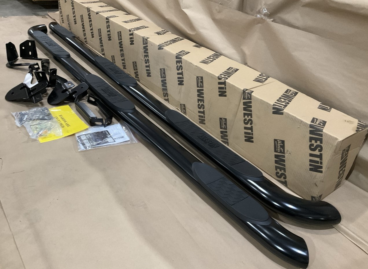 Westin 24-54325 Platinum 4 Inch Oval Wheel-to-Wheel Step Bars, Black