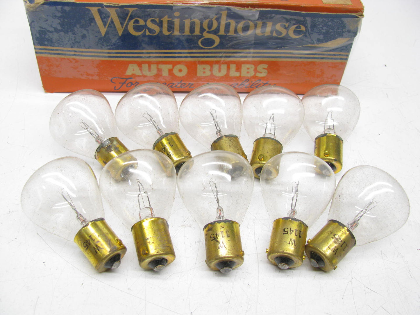 (x10) Vintage NOS #1145  Westinghouse CP27 18-24 Volt Headlight Spot Light Bulb