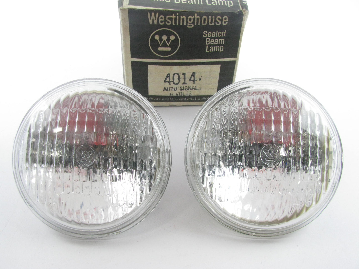 (2) VINTAGE Westinghouse 4014 Clear Lens Sealed Beam 4'' HeadLamp 6V HEAD LIGHT