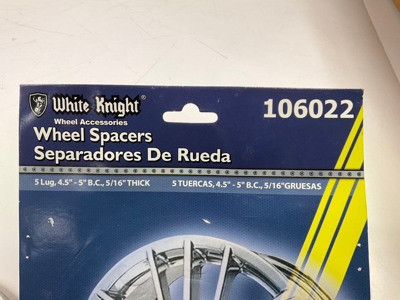 White Knight 106022 Wheel Spacers. 5 Lug, 4.5''-5'' B.C., 5/16'' Thick