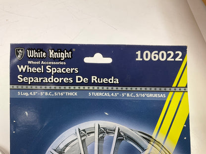 White Knight 106022 Wheel Spacers. 5 Lug, 4.5''-5'' B.C., 5/16'' Thick