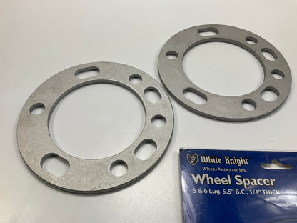 (2) White Knight 106031 Wheel Spacers, 5 & 6 Lug, 5.5'' B.C., 1/4'' Thick