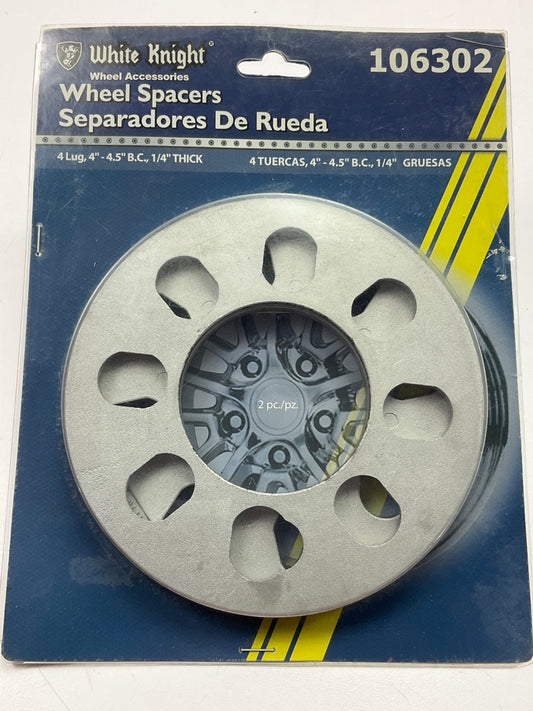 White Knight 106302 Wheel Spacers PAIR, 4 Lug 4''-4.5'' B.C., 1/4'' Thick