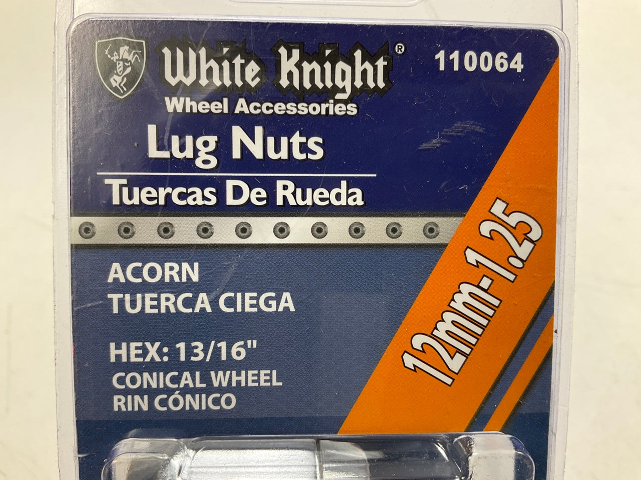 White Knight 110064 Wheel Lug Nuts - 12mm-1.25 RH, Acorn 13/16'' Hex - 20/Pack