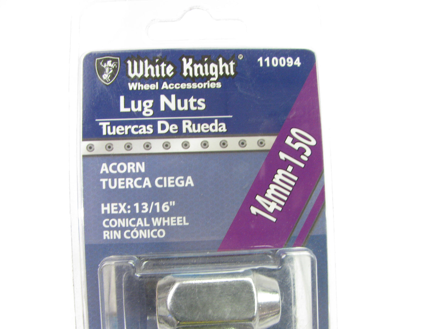 White Knight 110094 Wheel Lug Nuts - 14mm-1.50 Acorn, 13/16'' Hex 4/Pack