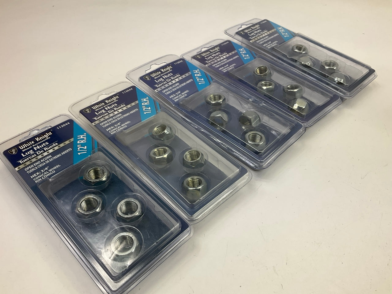 (20) White Knight 113044 Open End Acorn Lug Nuts 1/2'' R.H.,  3/4'' Hex Conical