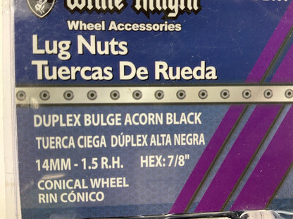 White Knight 11709DBK4 Black Wheel Lug Nuts, 20/PACK, 14mm X 1.50 R.H., 7/8'' Hex