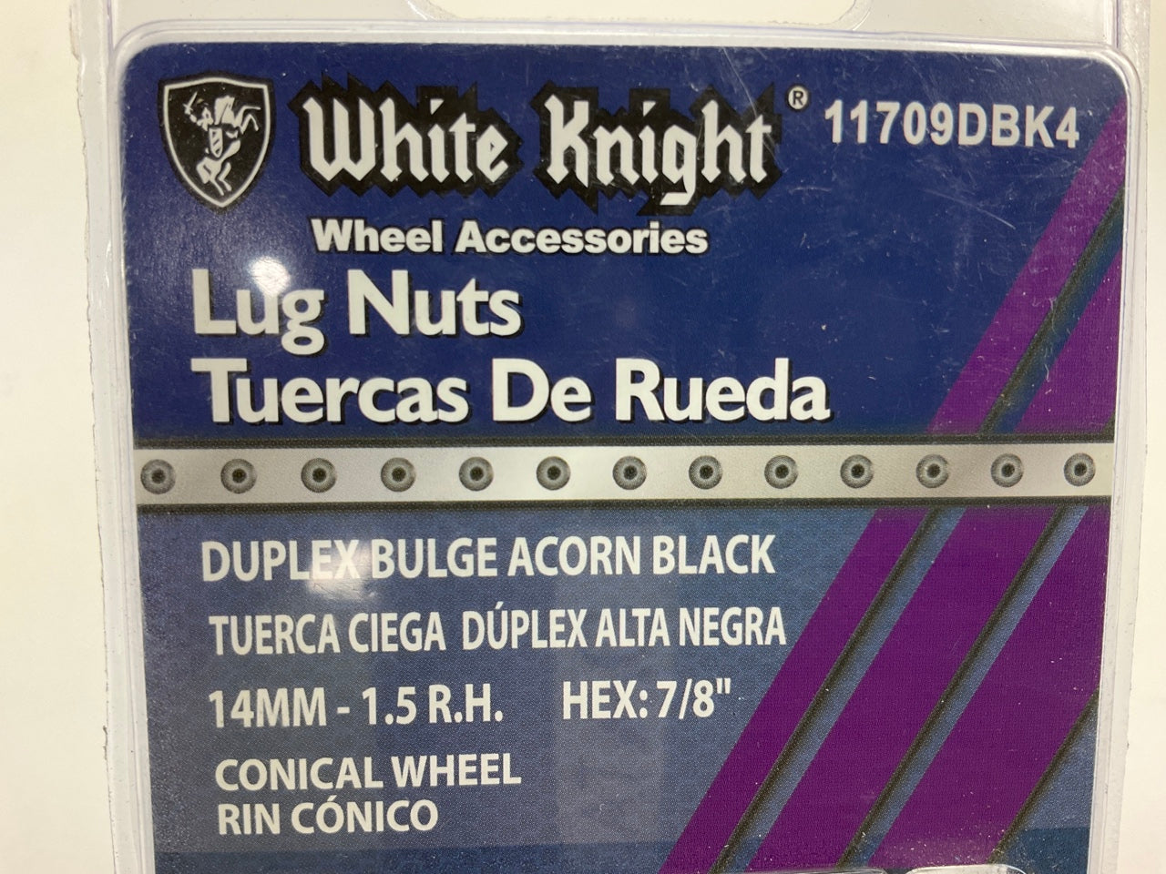 White Knight 11709DBK4 Black Wheel Lug Nuts, 4/PACK, 14mm X 1.50 R.H., 7/8'' Hex