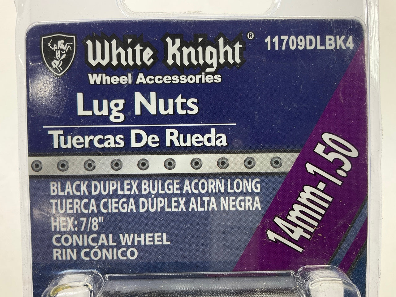 White Knight 11709DLBK4 Black Duplex Bulge Acorn Lug Nuts 14mm-1.50, 7/8'' Hex