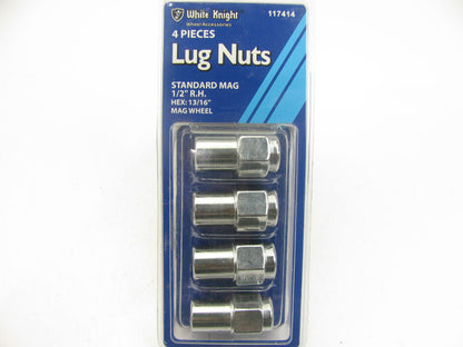 White Knight 117414 Wheel Lug Nuts - 1/2'' RH, 13/16'' Hex, Mag Wheel - 4/Pack