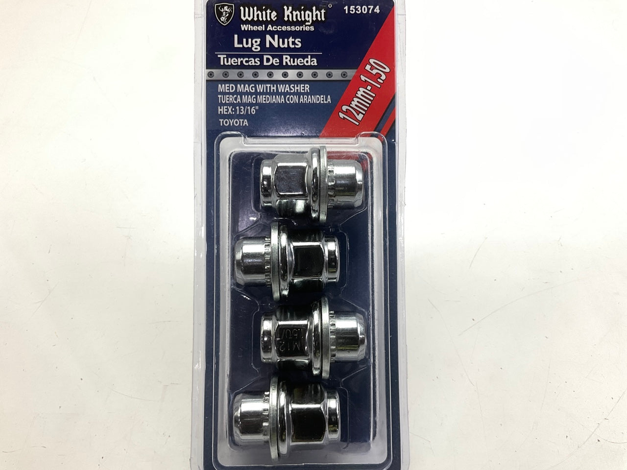 White Knight 153074 Wheel Lug Nuts 4 / PACK - 12mm X 1.50 Thread Size, 13/16''