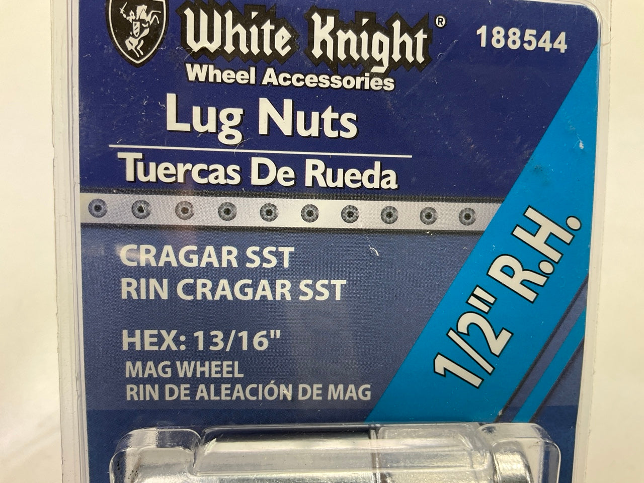 (20) White Knight 188544 Wheel Lug Nuts - Cragar SST 1/2'' RH Mag, 13/16'' Hex