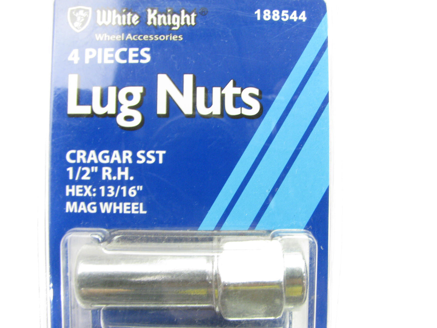 White Knight 188544 Wheel Lug Nuts - Cragar SST 1/2'' RH Mag, 13/16'' Hex - 4/Pack